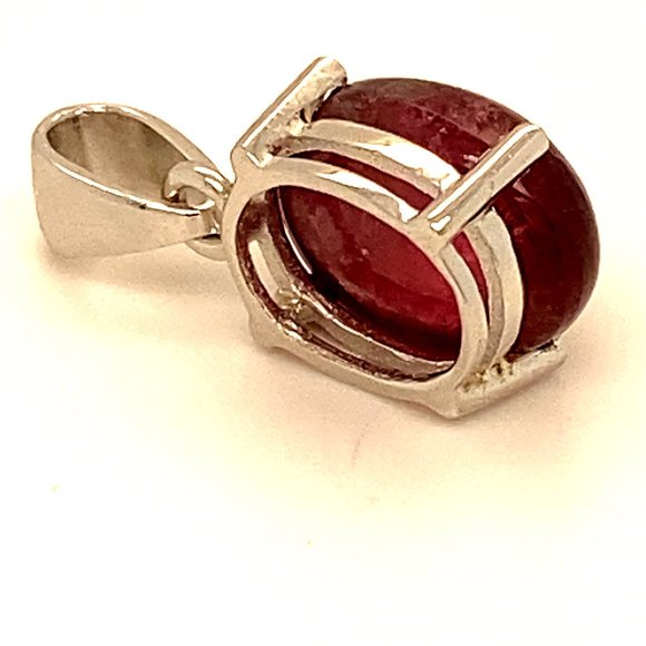 Rubellite 6.60ct Platinum Finish Silver Pendant - Picture 5 of 7